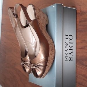 Franco Sarto Bronze Metallic Tabou Wedges-Size 10 M